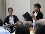 左の川口さん、右の加藤さんが講師を務めました。（熱田図書館　「明治150年 尾張造りだった熱田神宮」を行いました）