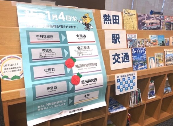 熱田図書館　地下鉄新駅名記念「熱田・駅・交通」資料展示の写真