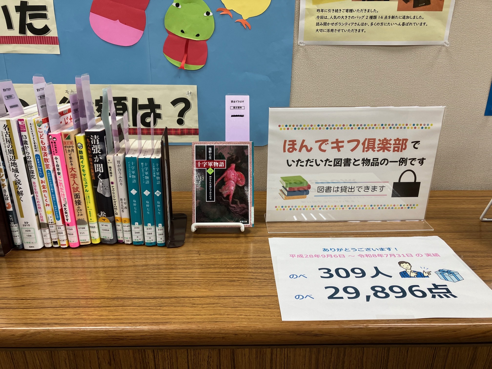 鶴舞中央図書館 「なごやほんでキフ倶楽部」10周年記念展示の写真