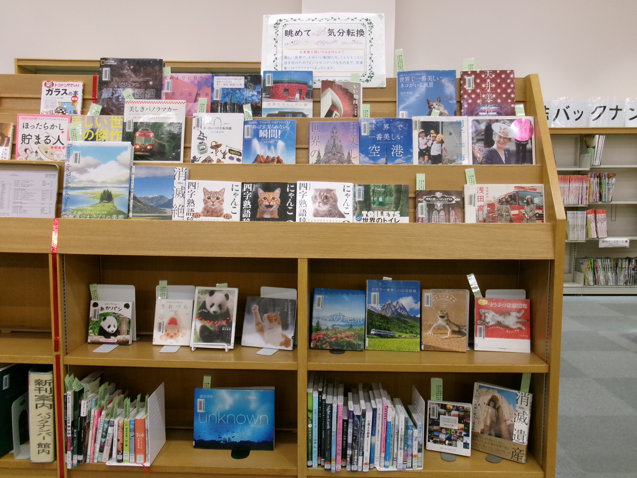 瑞穂図書館 「眺めて気分転換」資料展示の写真